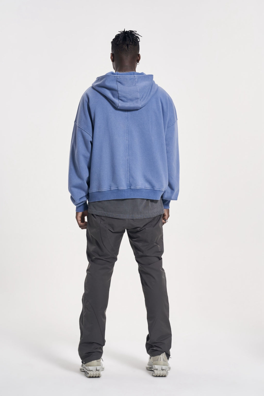 CWHAT High Street Zipper Ice Blue Washed Distressed FAR ARCHIVE Style Hoodie/Men's Base Layer 144