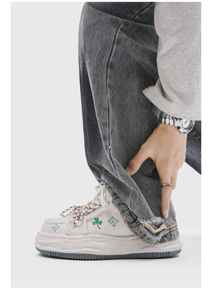 Lucky Clover Embroidered Platform Shoes