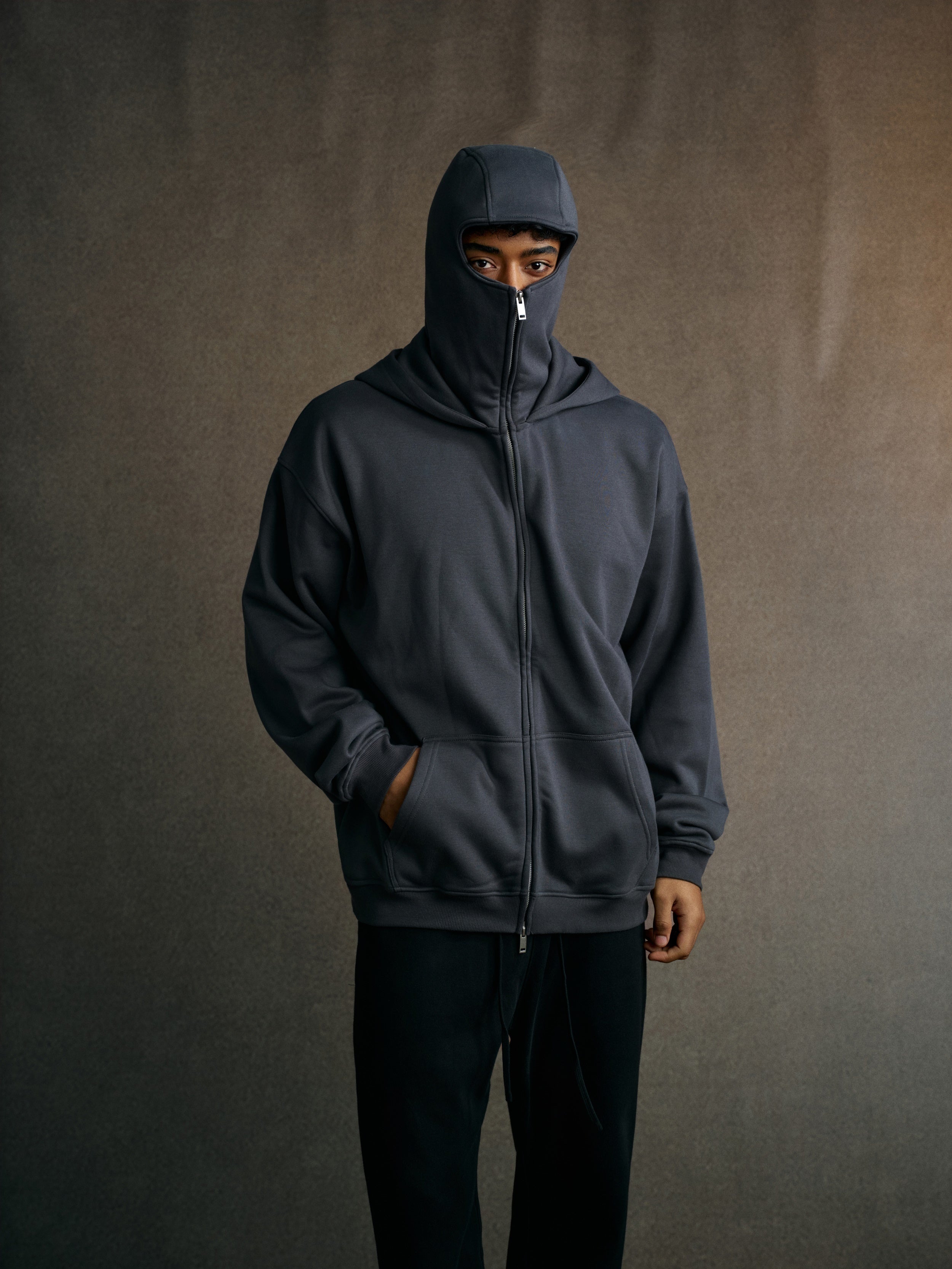 25ss Design Heavyweight Loose Outdoor Windproof Face Mask Hoodie Sweatshirt Fleece Zipper Cardigan Jacket for Men 146