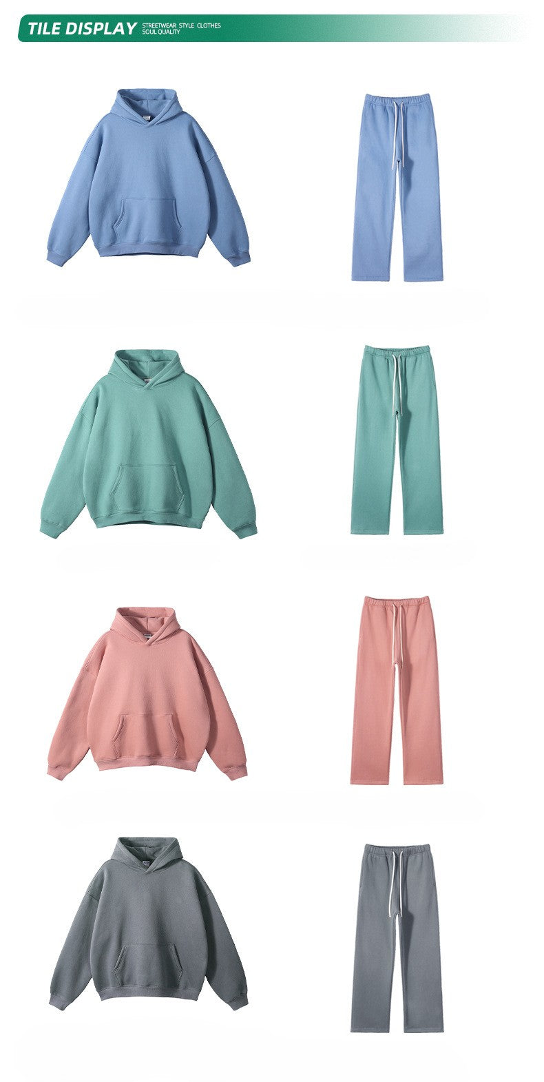 2025 Autumn/Winter New Arrival: Oversized Fleece-Lined Trendy Men's Hoodie and Pants Set 132