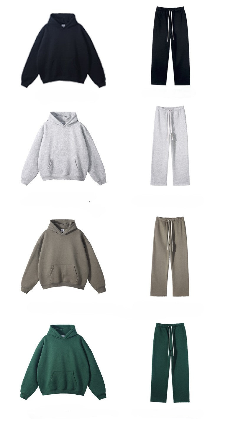 2025 Autumn/Winter New Arrival: Oversized Fleece-Lined Trendy Men's Hoodie and Pants Set 132