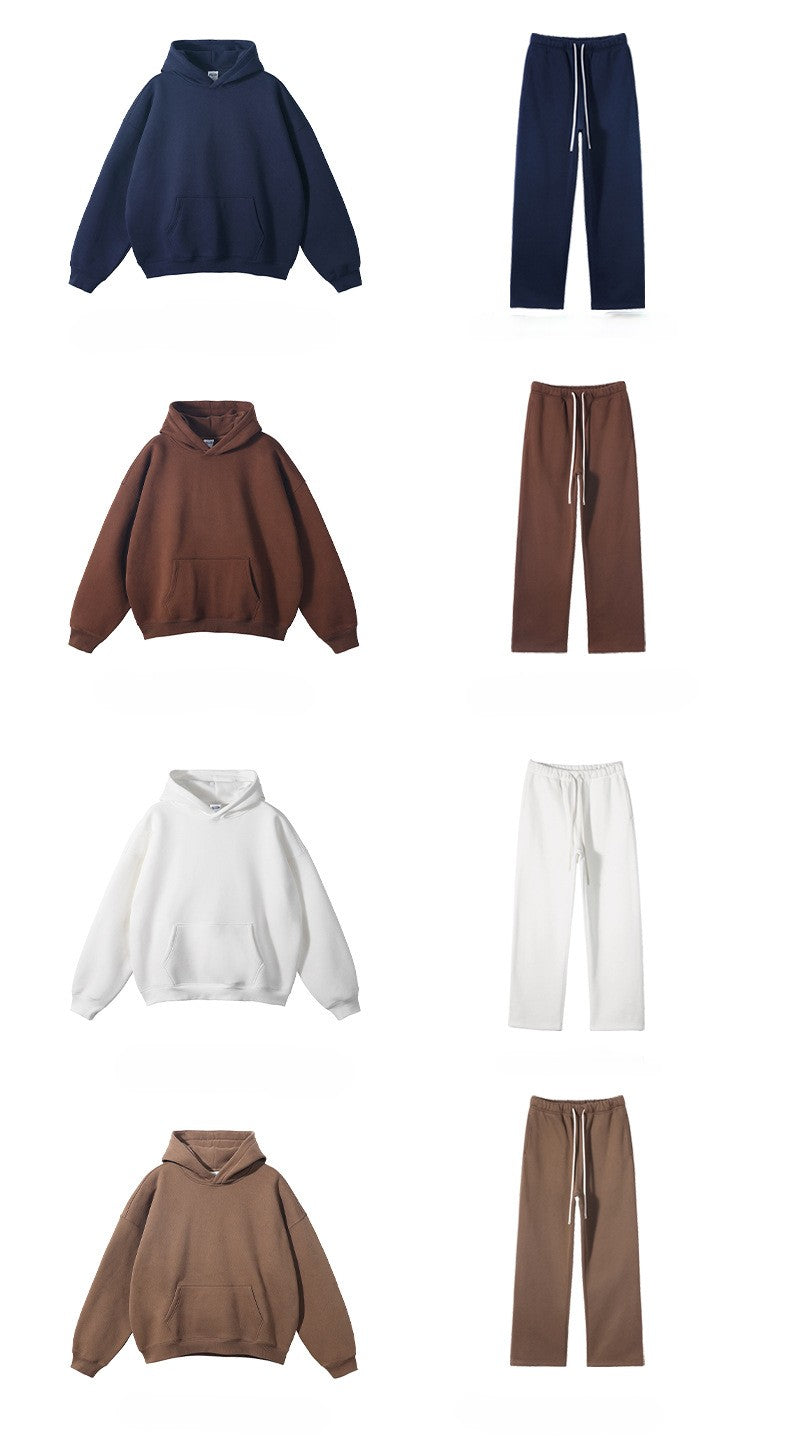 2025 Autumn/Winter New Arrival: Oversized Fleece-Lined Trendy Men's Hoodie and Pants Set 132