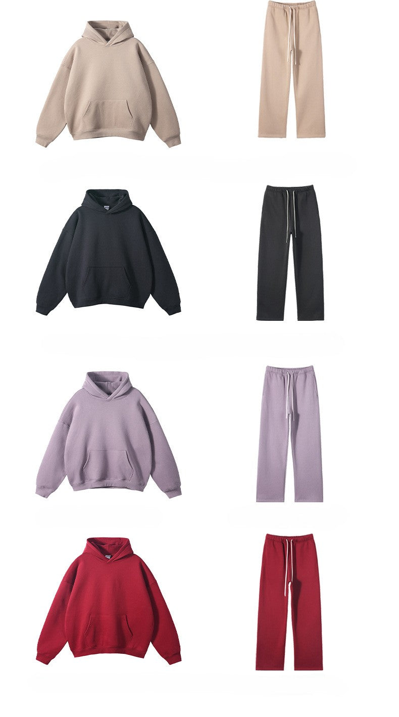 2025 Autumn/Winter New Arrival: Oversized Fleece-Lined Trendy Men's Hoodie and Pants Set 132