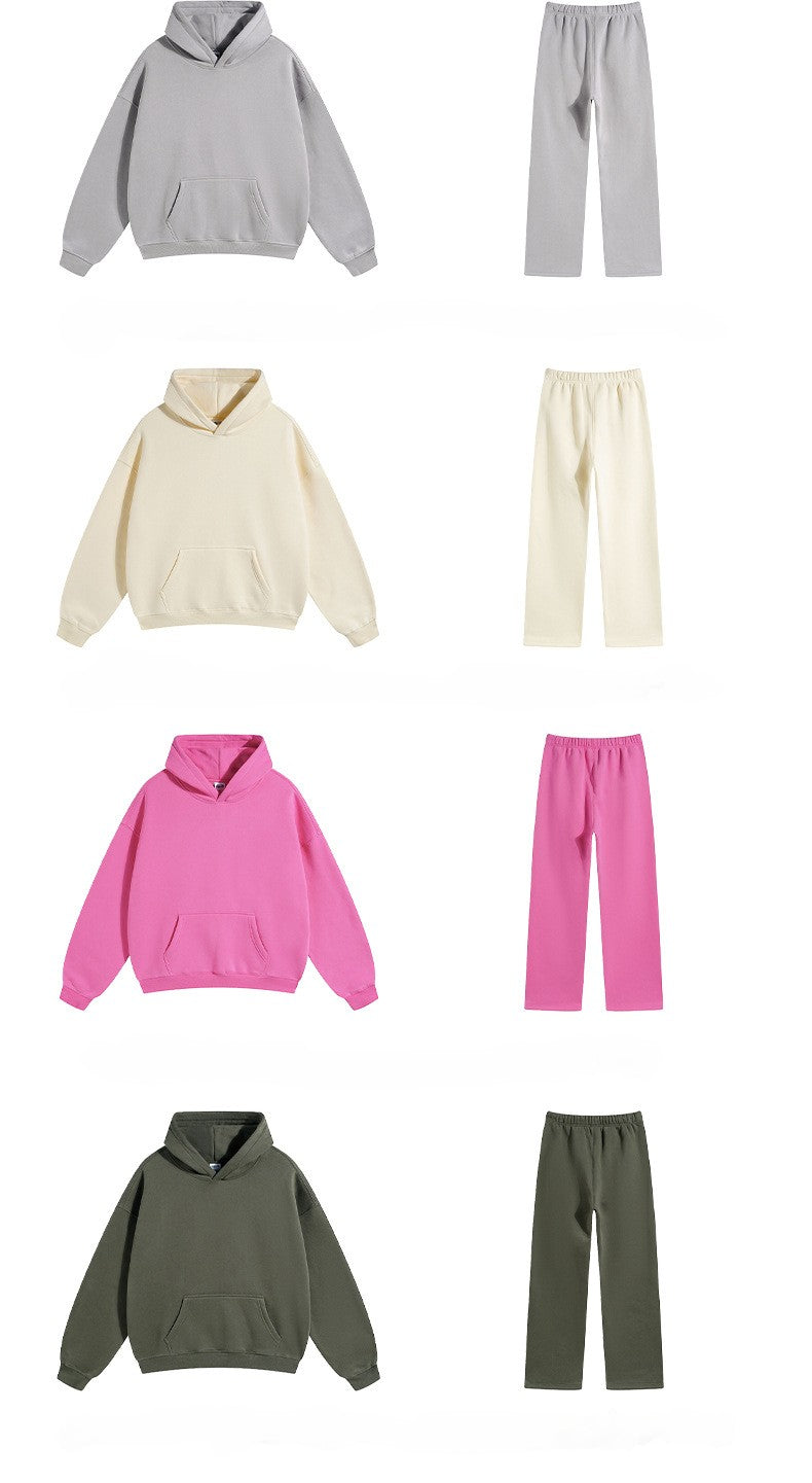 2025 Autumn/Winter New Arrival: Oversized Fleece-Lined Trendy Men's Hoodie and Pants Set 132