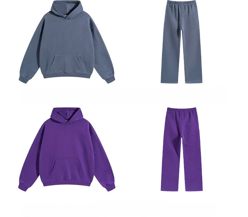 2025 Autumn/Winter New Arrival: Oversized Fleece-Lined Trendy Men's Hoodie and Pants Set 132