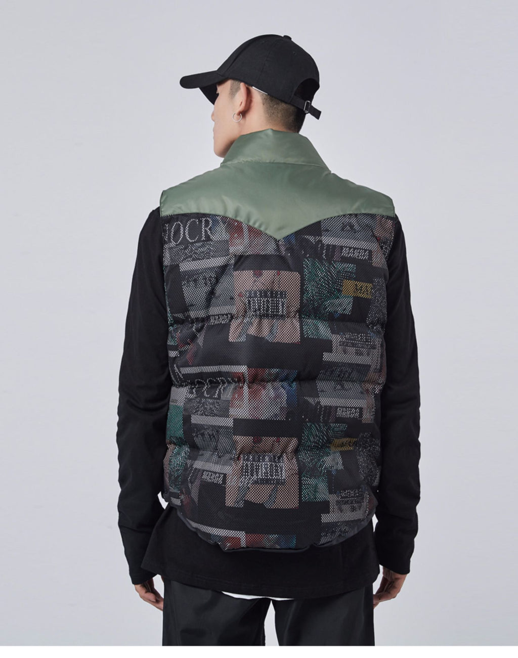 2024 Tooling Cotton Stitching Mesh Camouflage Vest Men's Autumn and Winter Waistcoat Vertical Collar Fashion Brand Men's Cotton Vest 157