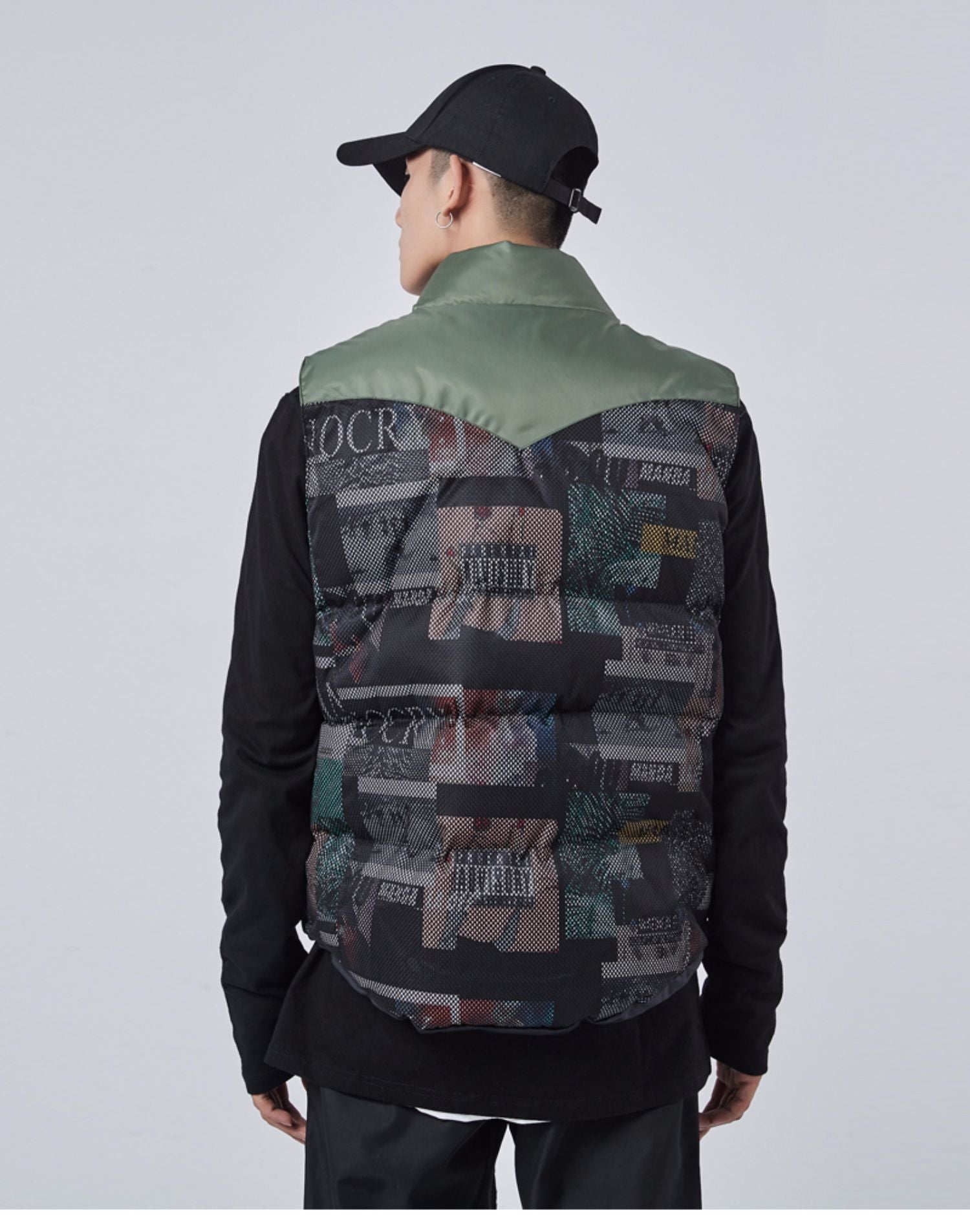 2024 Tooling Cotton Stitching Mesh Camouflage Vest Men's Autumn and Winter Waistcoat Vertical Collar Fashion Brand Men's Cotton Vest 157