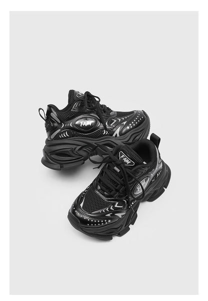 New Liquid Silver Red Dad Shoes