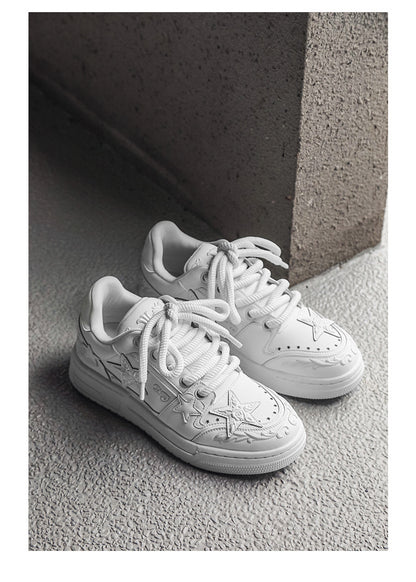 Embossed Star Pure Black Skateboard Shoes