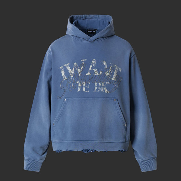 WANT THE BK Rhinestone Distressed Spray Paint Pullover Hoodie | FlipFit