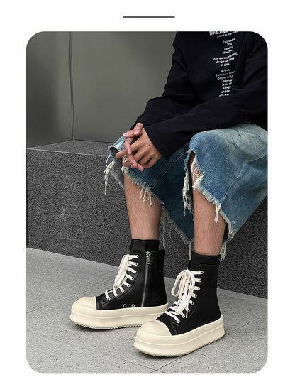 Relaxed  High-Top Zipper Shoe