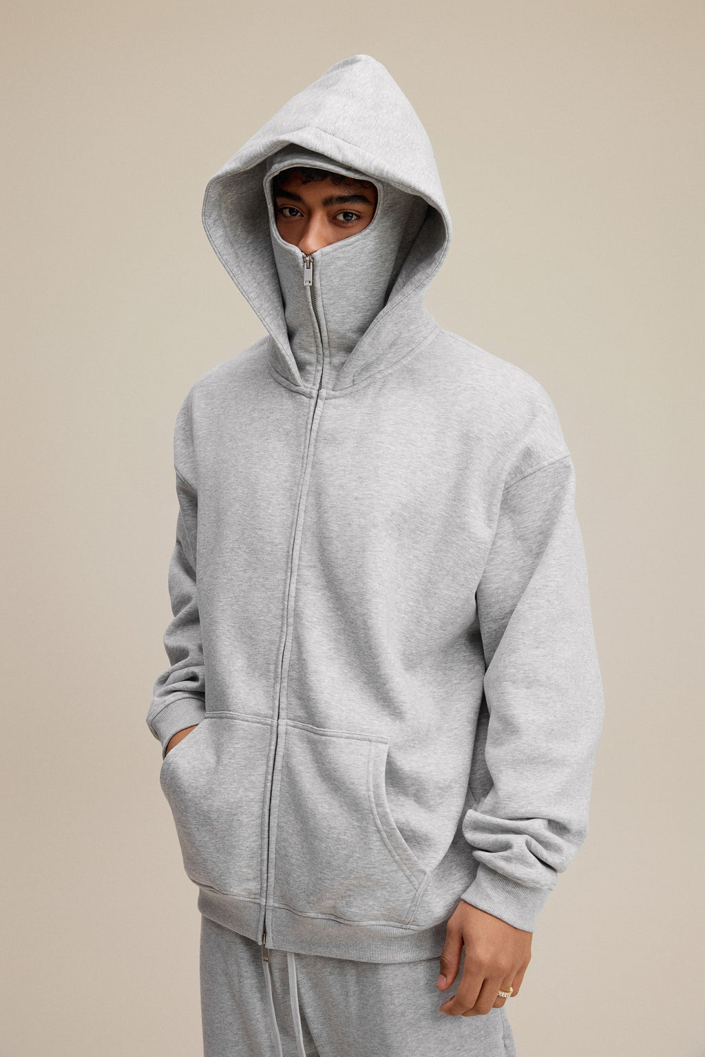 25ss Design Heavyweight Loose Outdoor Windproof Face Mask Hoodie Sweatshirt Fleece Zipper Cardigan Jacket for Men 146
