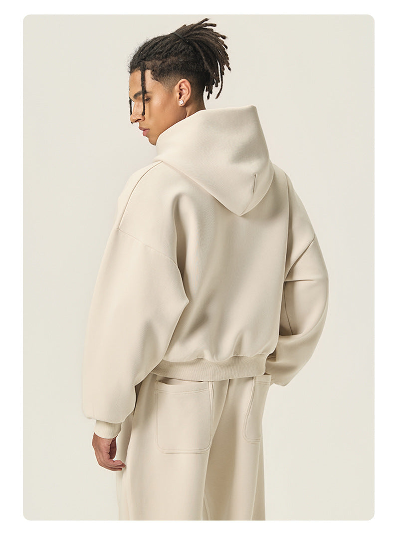 RS Men's Clothing | Boxy Square Fit Short & Wide 350G Hooded Sweatshirt, Cross-border Trendy American Style Hooded Sweatshirt for Men 140