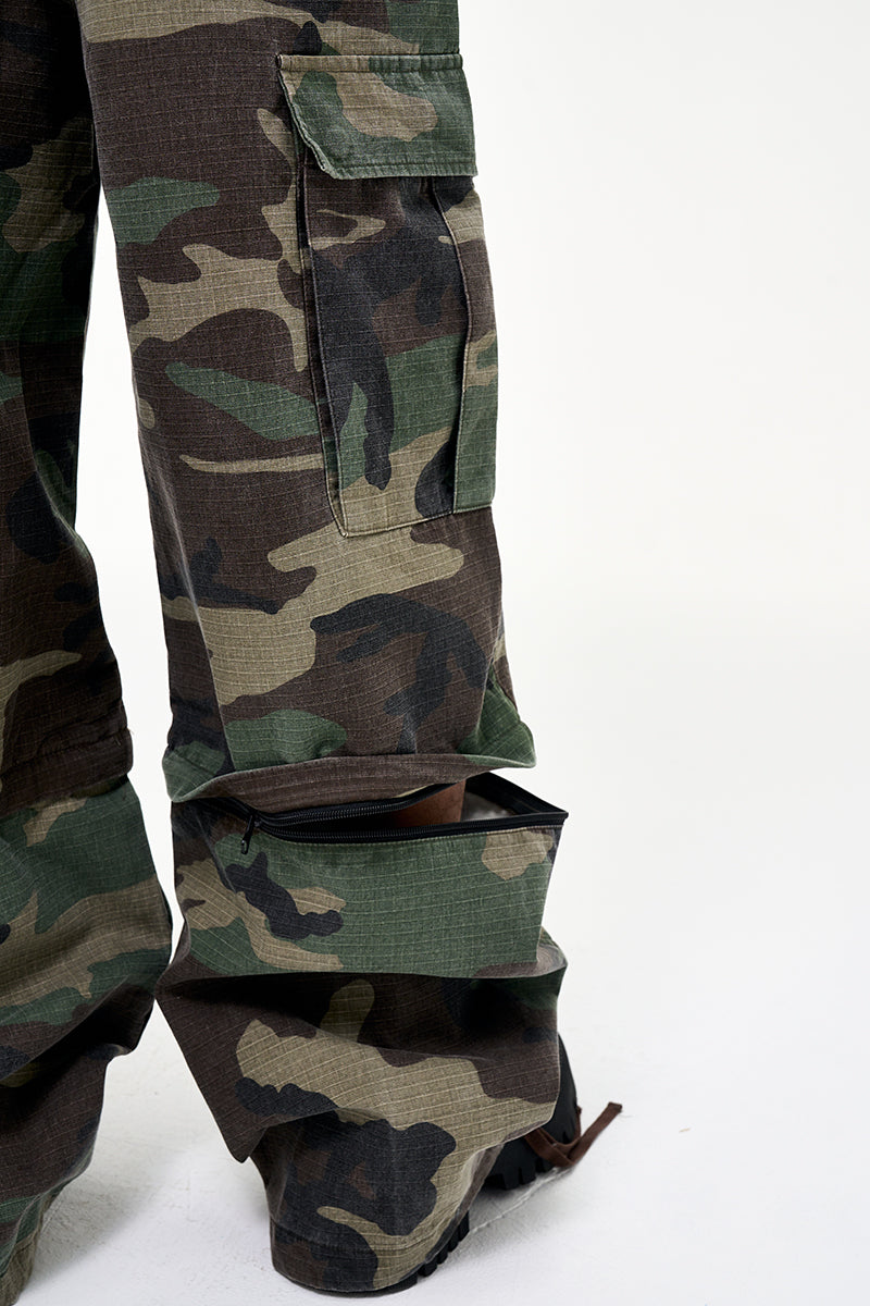 CWHAT American-style multi-pocket detachable two-way workwear casual loose camouflage pants; VIBE wide-leg paratrooper pants.