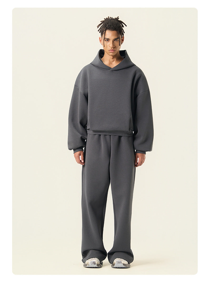 RS Men's Clothing | Boxy Square Fit Short & Wide 350G Hooded Sweatshirt, Cross-border Trendy American Style Hooded Sweatshirt for Men 140