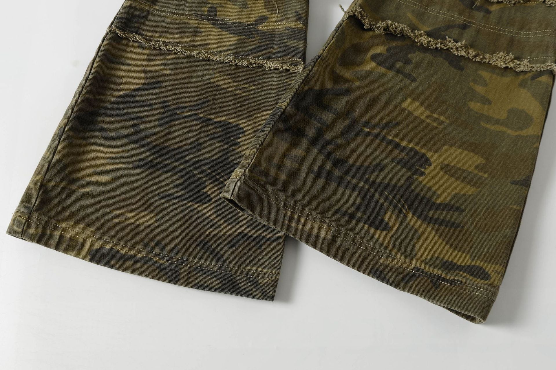 Spring New Arrival American Retro Street Style Washed Loose Fit Camouflage Jeans 168