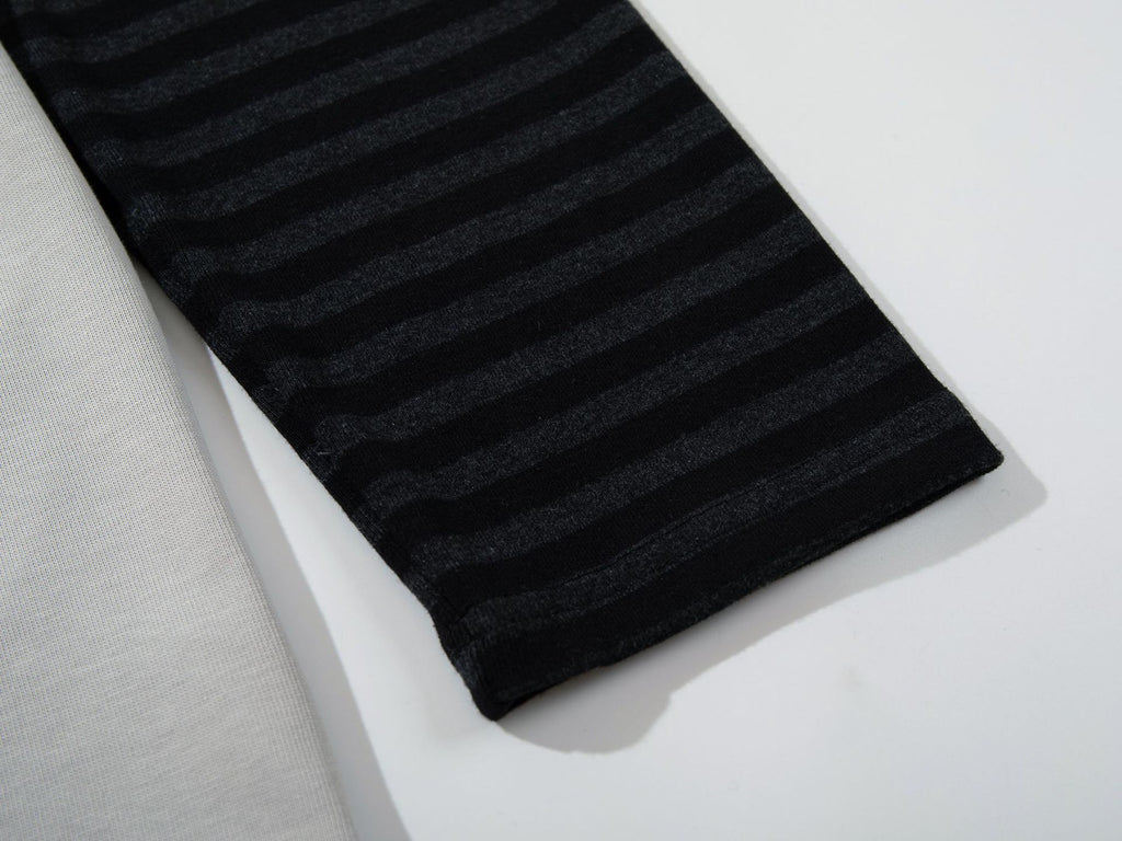 Men's 2025 Autumn American Street Hip Hoodie Faux Two-Piece Dark Print T-Shirt Long Sleeve 165