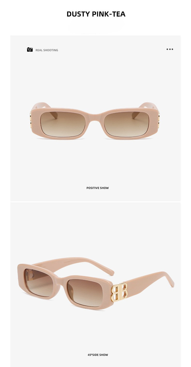 New B Family European and American Retro Small Frame Sunglasses Female Internet Celebrity Street Photography Square Sunglasses Cross-Border Versatile Sunglasses