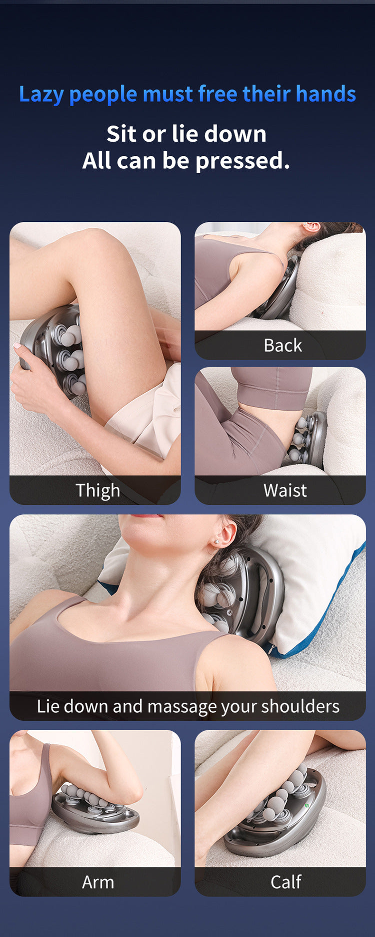 Cross-border multi-head fascia gun for back, waist, and hand vibration muscle massage, rechargeable fascia massager wholesale