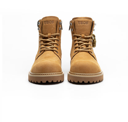 Tbof【Lightweight】Men's Leather High-Top Martin Boots, Outdoor Work Hiking Shoes, Thick-Soled Height-Increasing Yellow Boots
