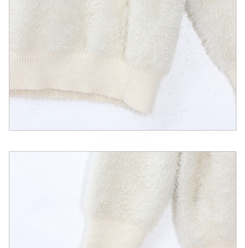 Clearance Sale: UNTILWERICH American Retro Faux Mink Fur Pullover Crew Neck Sweater for Men, Autumn/Winter 142