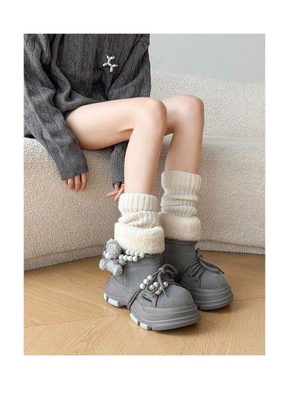 Regular Thick-Soled Bear Plush Winter Snow Boots