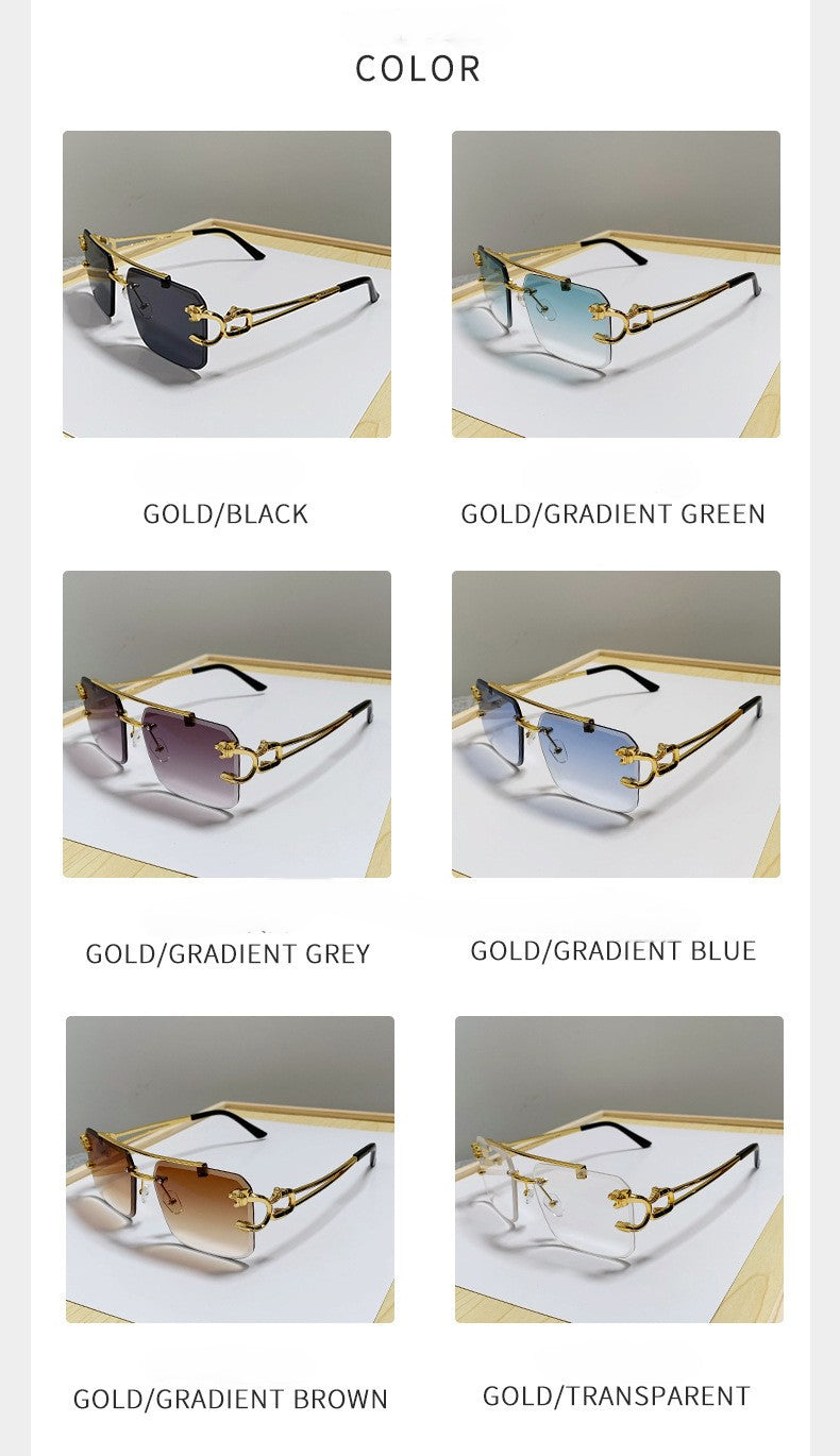 European and American cross-border double beam trim cheetah sunglasses men's wholesale personalized trendy sunglasses women's sunglasses