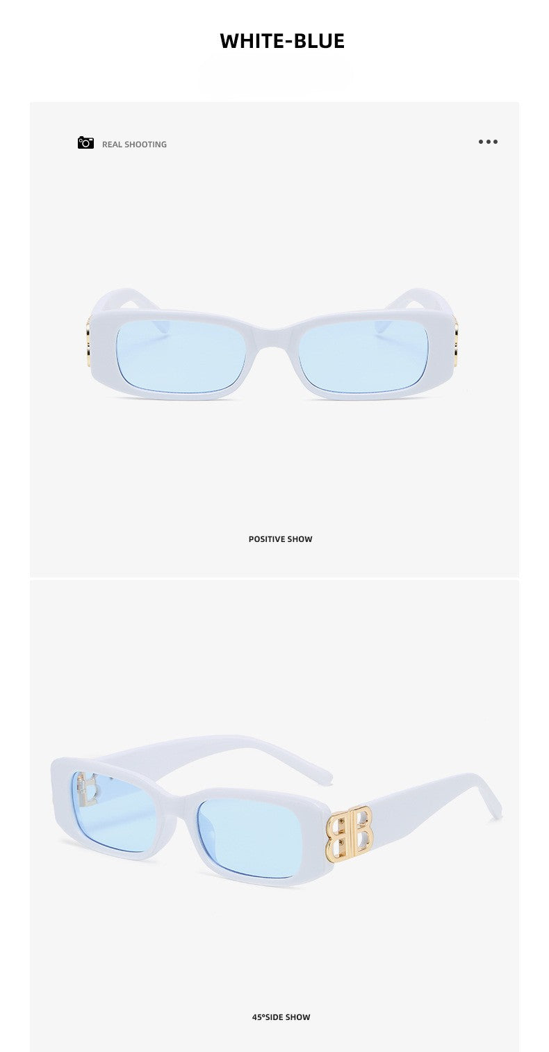 New B Family European and American Retro Small Frame Sunglasses Female Internet Celebrity Street Photography Square Sunglasses Cross-Border Versatile Sunglasses