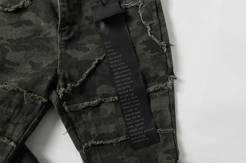 Brand 2025 American Retro Damaged Rough Wash Jeans Micro-la Personalized Cleanfit Pants 169