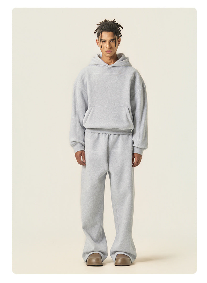 RS Men's Clothing | Cross-border 350G Hasselblad Line Boxy Hoodie Sweatshirt and Sweatpants Set, American Hip Hop Fleece Set 124