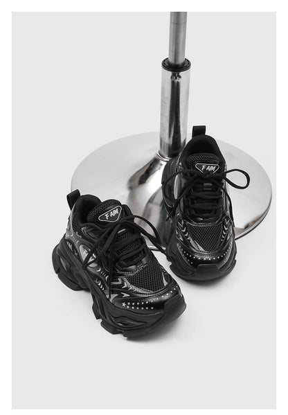 New Liquid Silver Red Dad Shoes