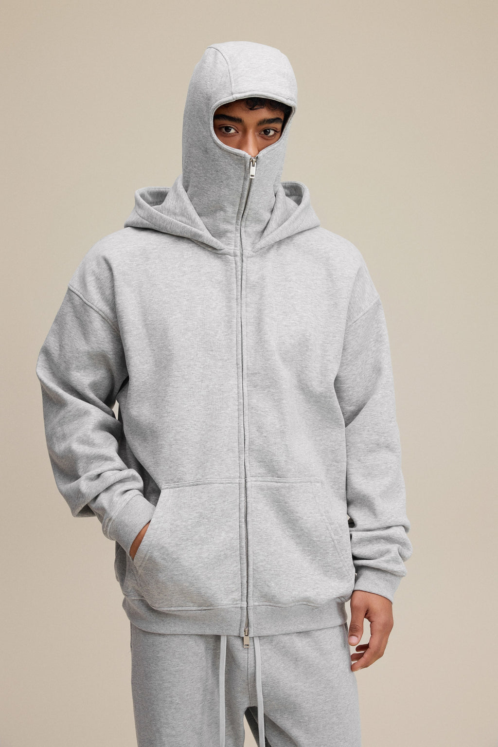 25ss Design Heavyweight Loose Outdoor Windproof Face Mask Hoodie Sweatshirt Fleece Zipper Cardigan Jacket for Men 146