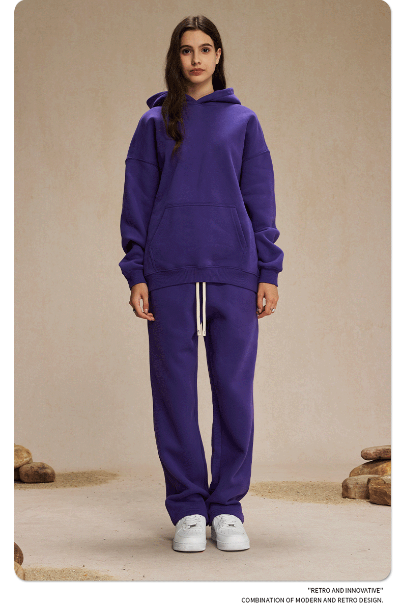 2025 Autumn/Winter New Arrival: Oversized Fleece-Lined Trendy Men's Hoodie and Pants Set 132