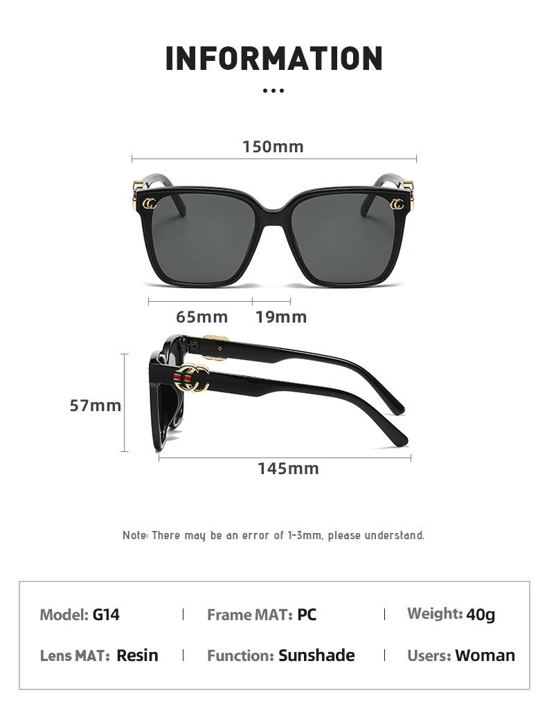 New g home three-color square sunglasses Women's European and American fashion trendy sunglasses ins Internet celebrity same style sunglasses