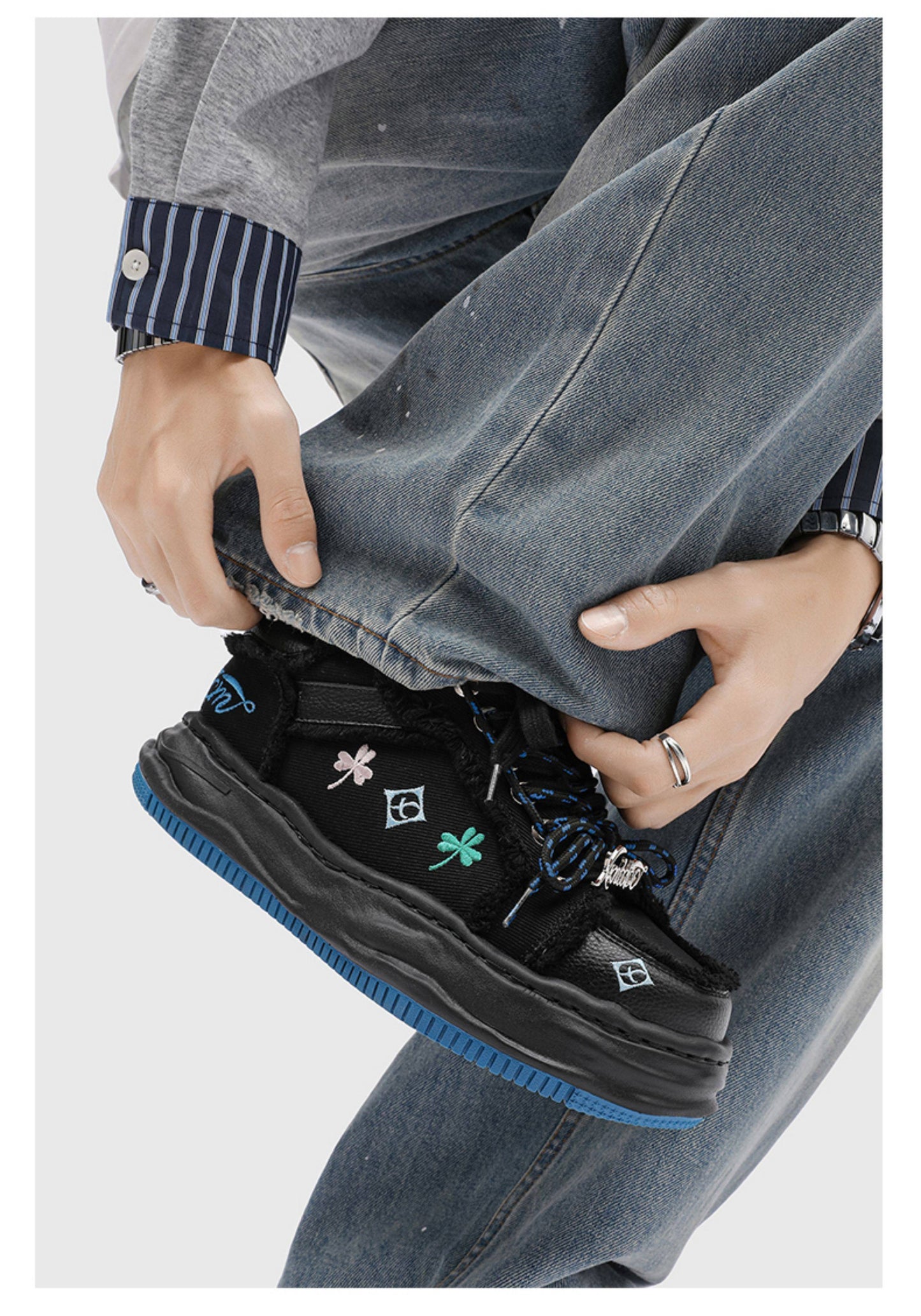 Lucky Clover Embroidered Platform Shoes