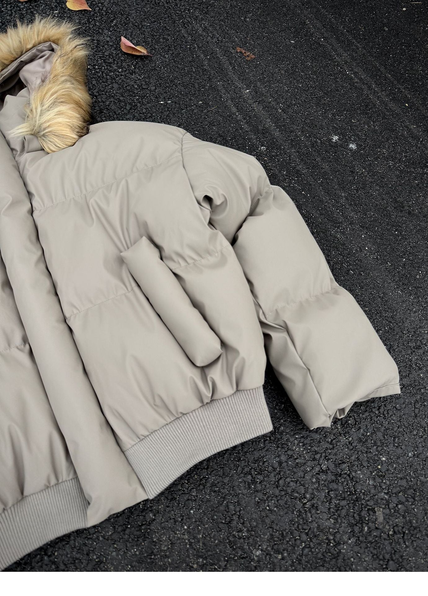 Non-Detachable Fur Collar Hooded High-End Cotton Coat for Men, Thickened Cotton Jacket, High-End Warm Pu Leather Cotton-Padded Jacket, Puffer Jacket 160