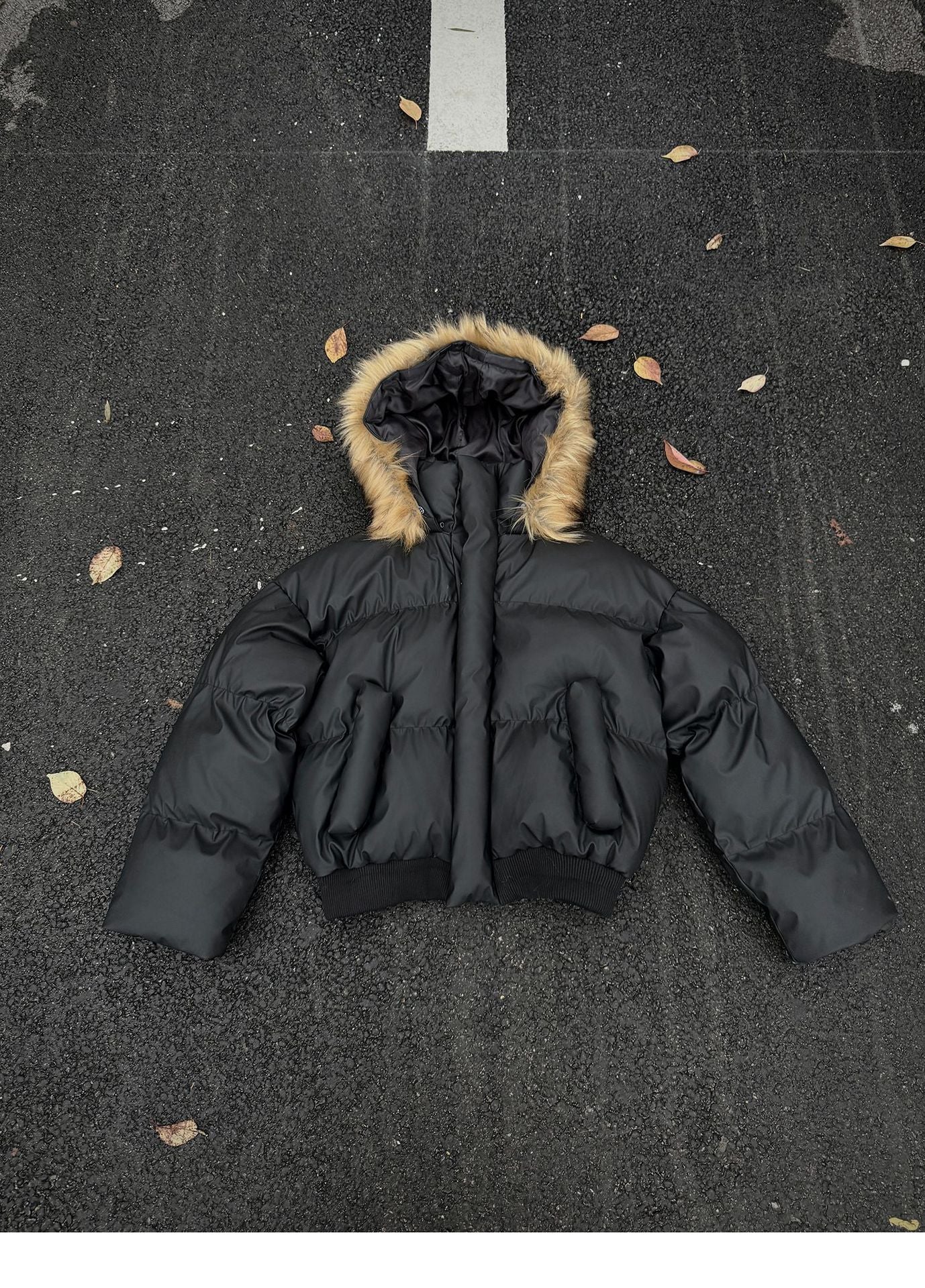 Non-Detachable Fur Collar Hooded High-End Cotton Coat for Men, Thickened Cotton Jacket, High-End Warm Pu Leather Cotton-Padded Jacket, Puffer Jacket 160