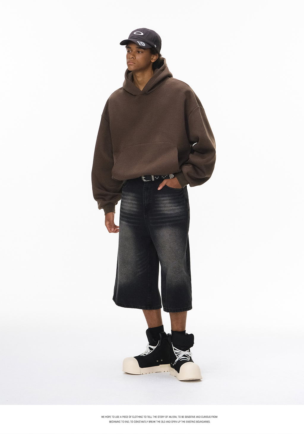 340G Heavyweight Fleece-Lined Hoodie with Curved Sleeves, Men's American Style, Cleanfit Short Solid Color Warm Hoodie 143