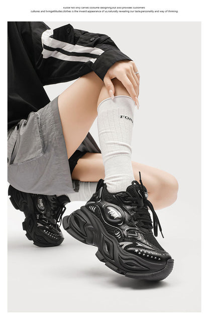 New Liquid Silver Red Dad Shoes