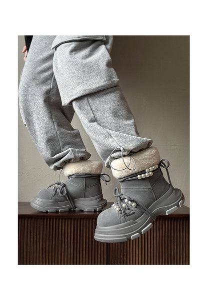 Regular Thick-Soled Bear Plush Winter Snow Boots