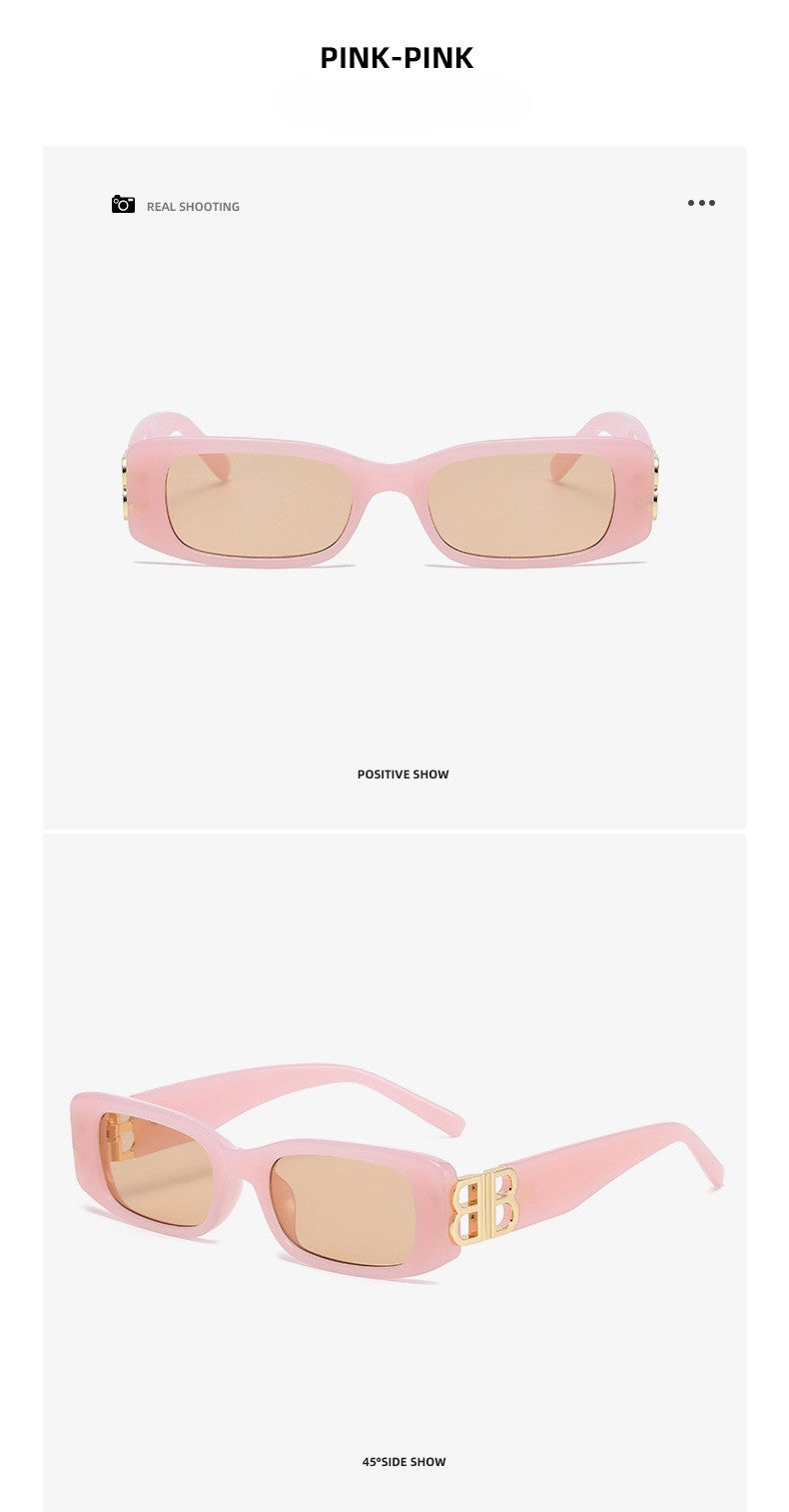New B Family European and American Retro Small Frame Sunglasses Female Internet Celebrity Street Photography Square Sunglasses Cross-Border Versatile Sunglasses