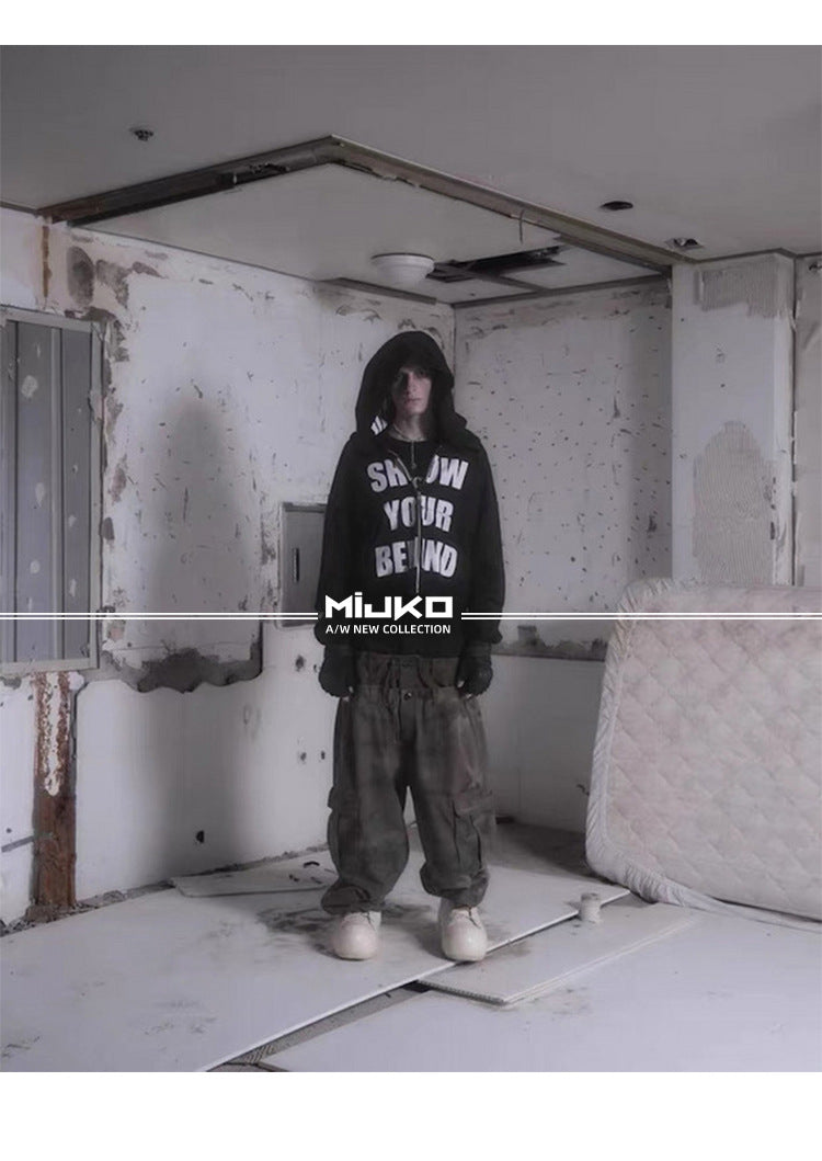 MIJKO Men's and Women's Triple-Waist Camouflage Cargo Pants with Buckle Waist Design, Casual Straight Leg Pants, Trendy 152