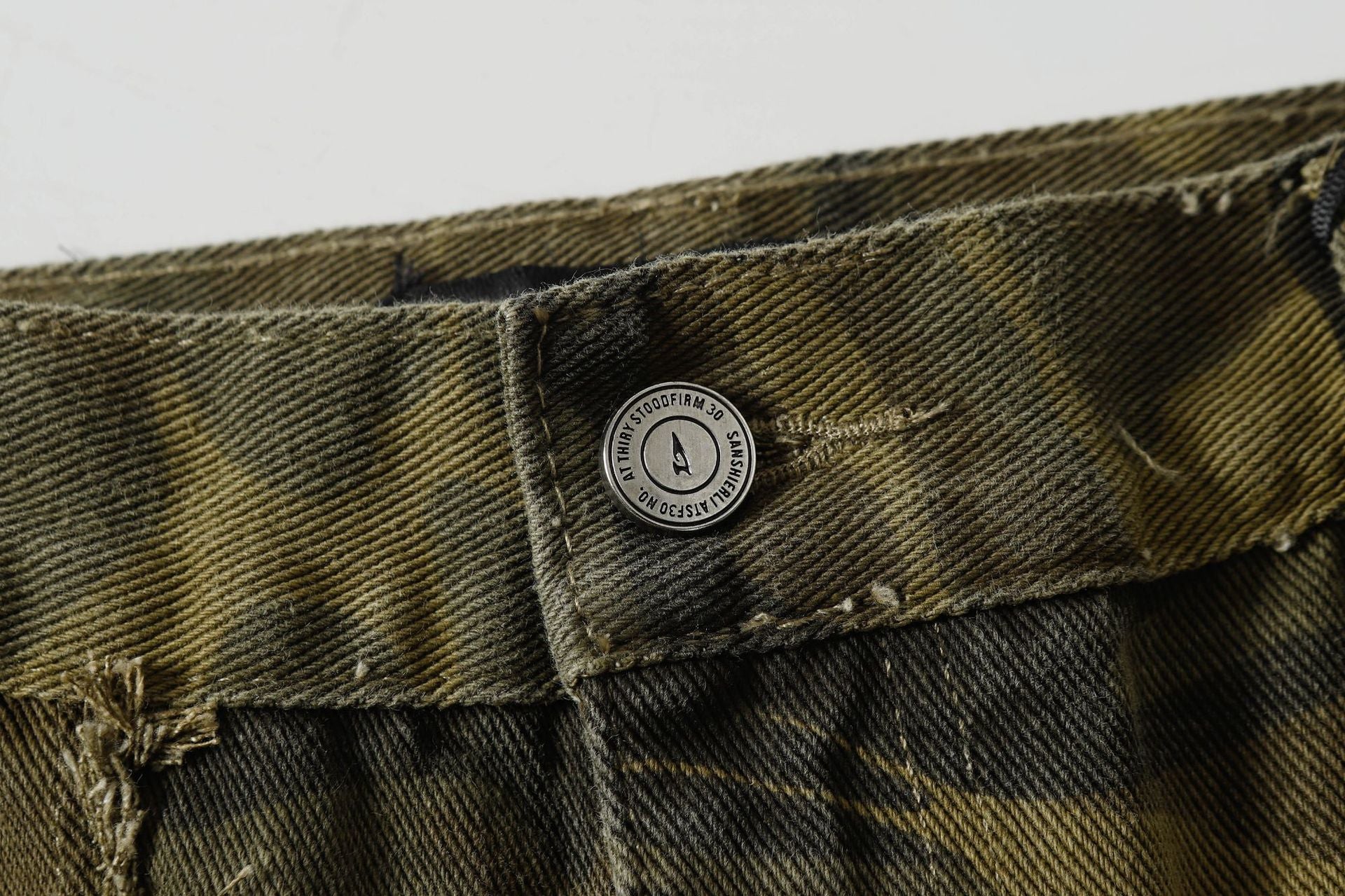 Spring New Arrival American Retro Street Style Washed Loose Fit Camouflage Jeans 168