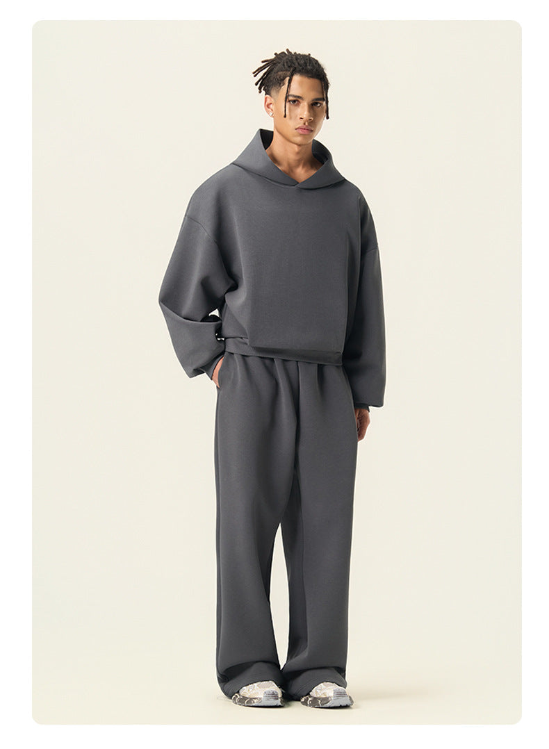 RS Men's Clothing | Boxy Square Fit Short & Wide 350G Hooded Sweatshirt, Cross-border Trendy American Style Hooded Sweatshirt for Men 140