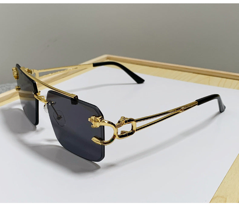 European and American cross-border double beam trim cheetah sunglasses men's wholesale personalized trendy sunglasses women's sunglasses