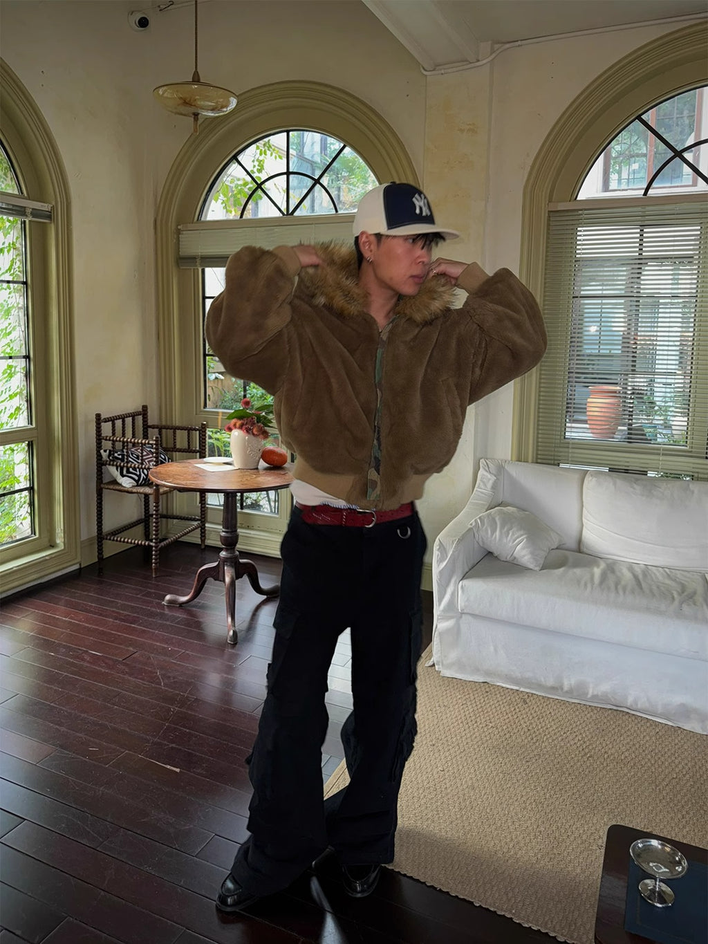 2024 New Reversible Camouflage Jacket with Faux Fur Collar, Fleece-Lined and Thickened Cotton Coat for Men, Trendy Cotton-Padded Jacket 161