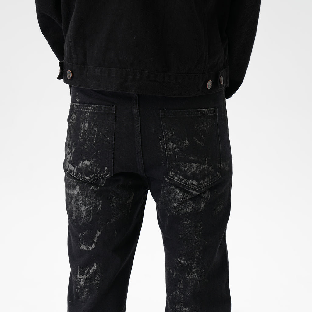 CWHAT American-style high street stitching three-dimensional tailoring deconstruction five-pointed star hot drilling brush dirty slim Micro-jeans men