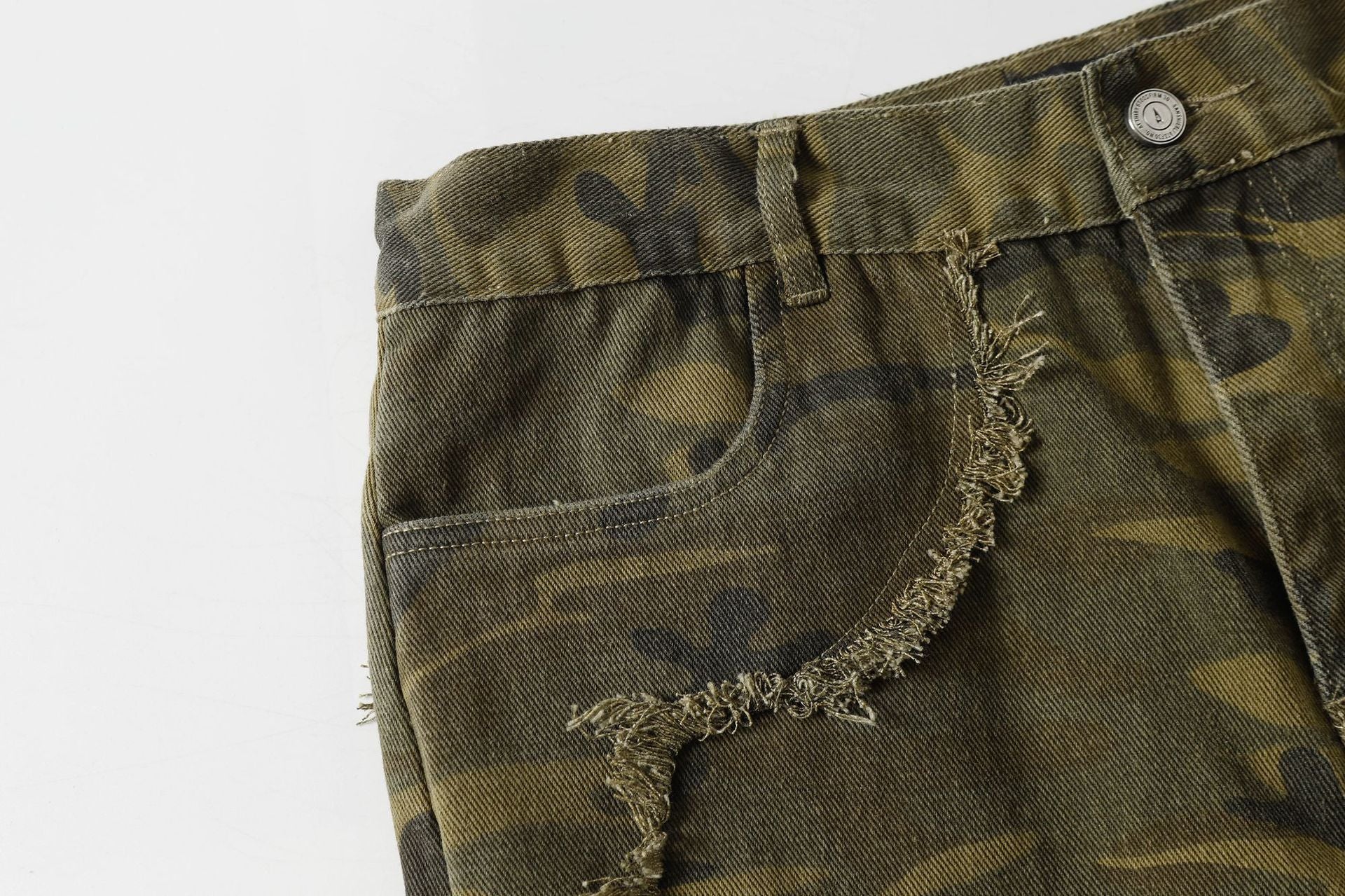 Spring New Arrival American Retro Street Style Washed Loose Fit Camouflage Jeans 168