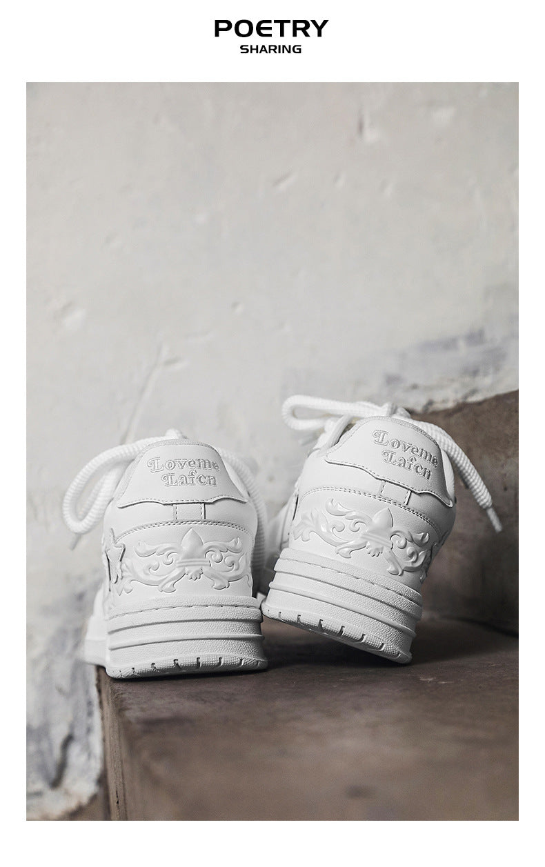 Embossed Star Pure Black Skateboard Shoes