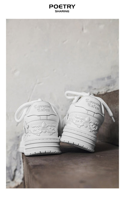 Embossed Star Pure Black Skateboard Shoes